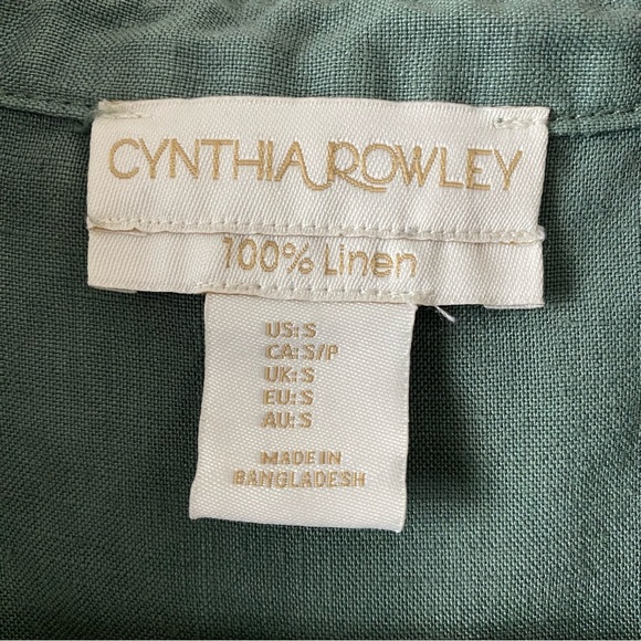 Cynthia Rowley 100% Linen Short Sleeve Pearlized Button Up Blouse size S - Picture 5 of 9